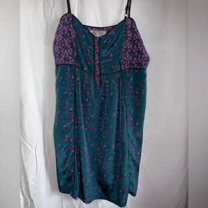 Floral Teal and Purple Sleeveless Dress